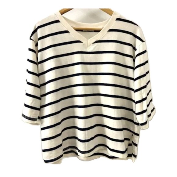 Tops - NWOT - Striped V-neck Short Sleeve Top